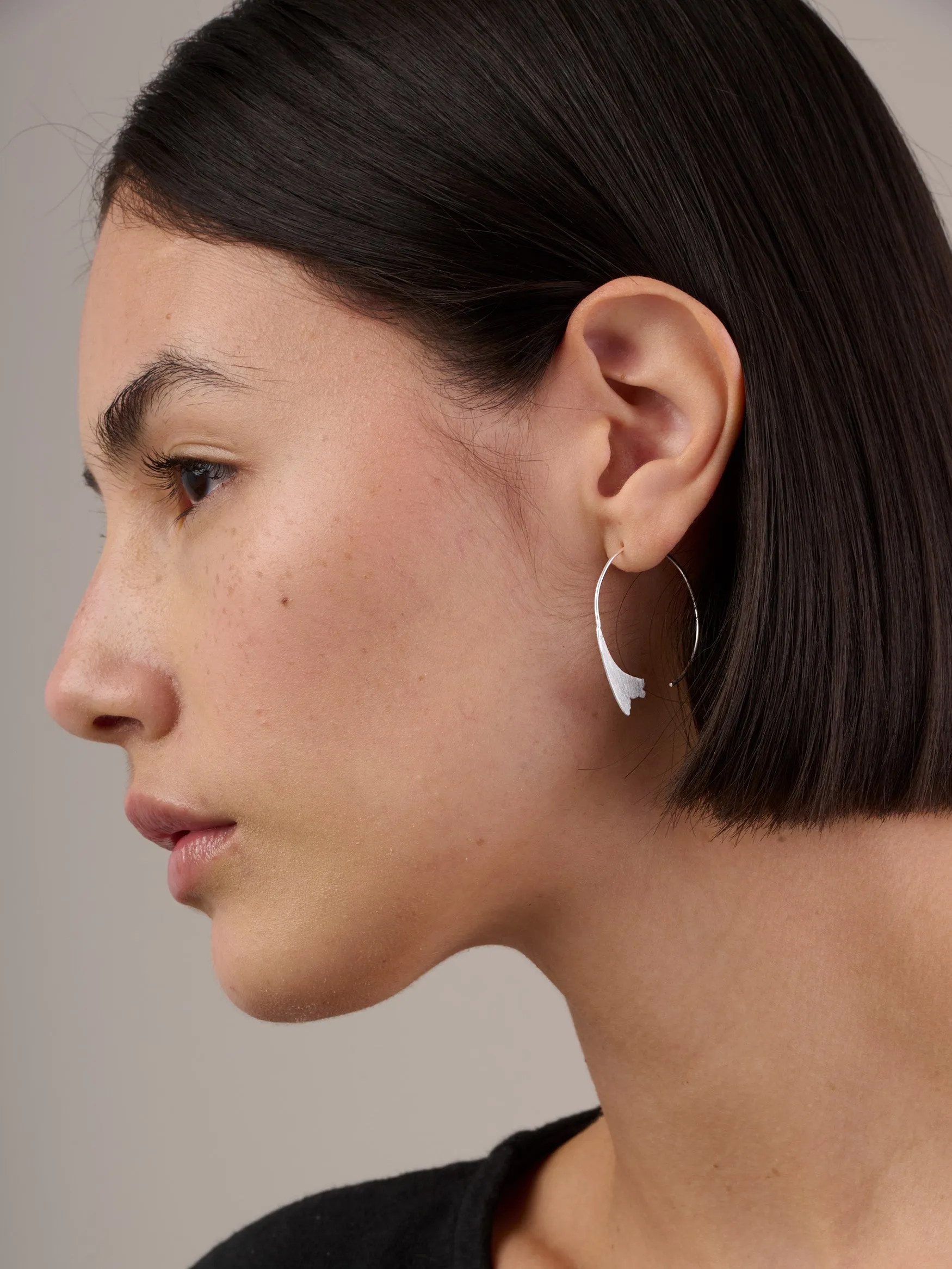 Sterling Silver Lily Hoop Earrings
