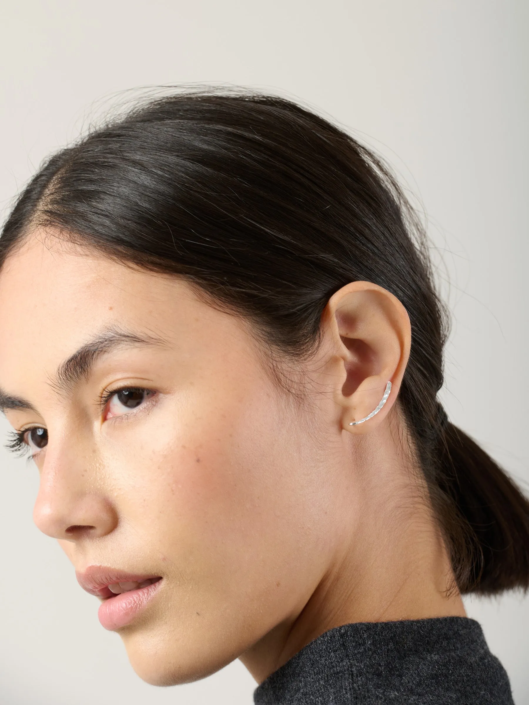 Sterling Silver Textured Surface Ear Crawlers