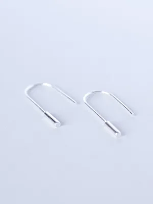 Sterling Silver Thread Through Earrings with Column