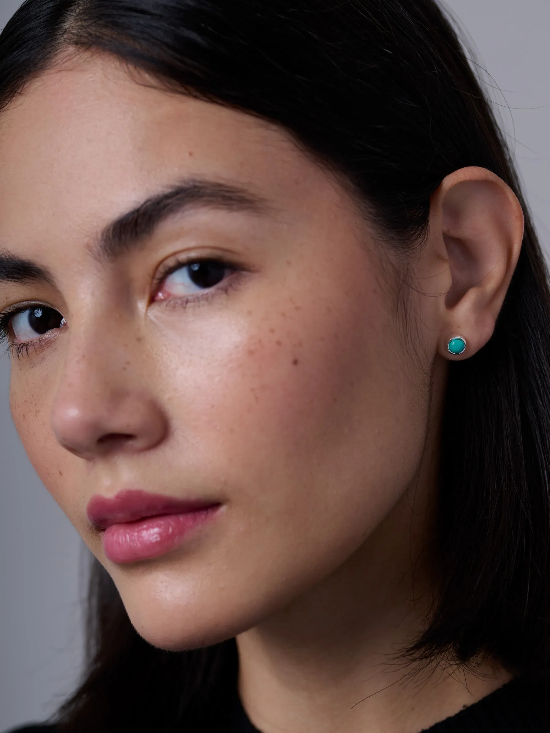 Sterling Silver Turquoise Gemstone Stud Earrings