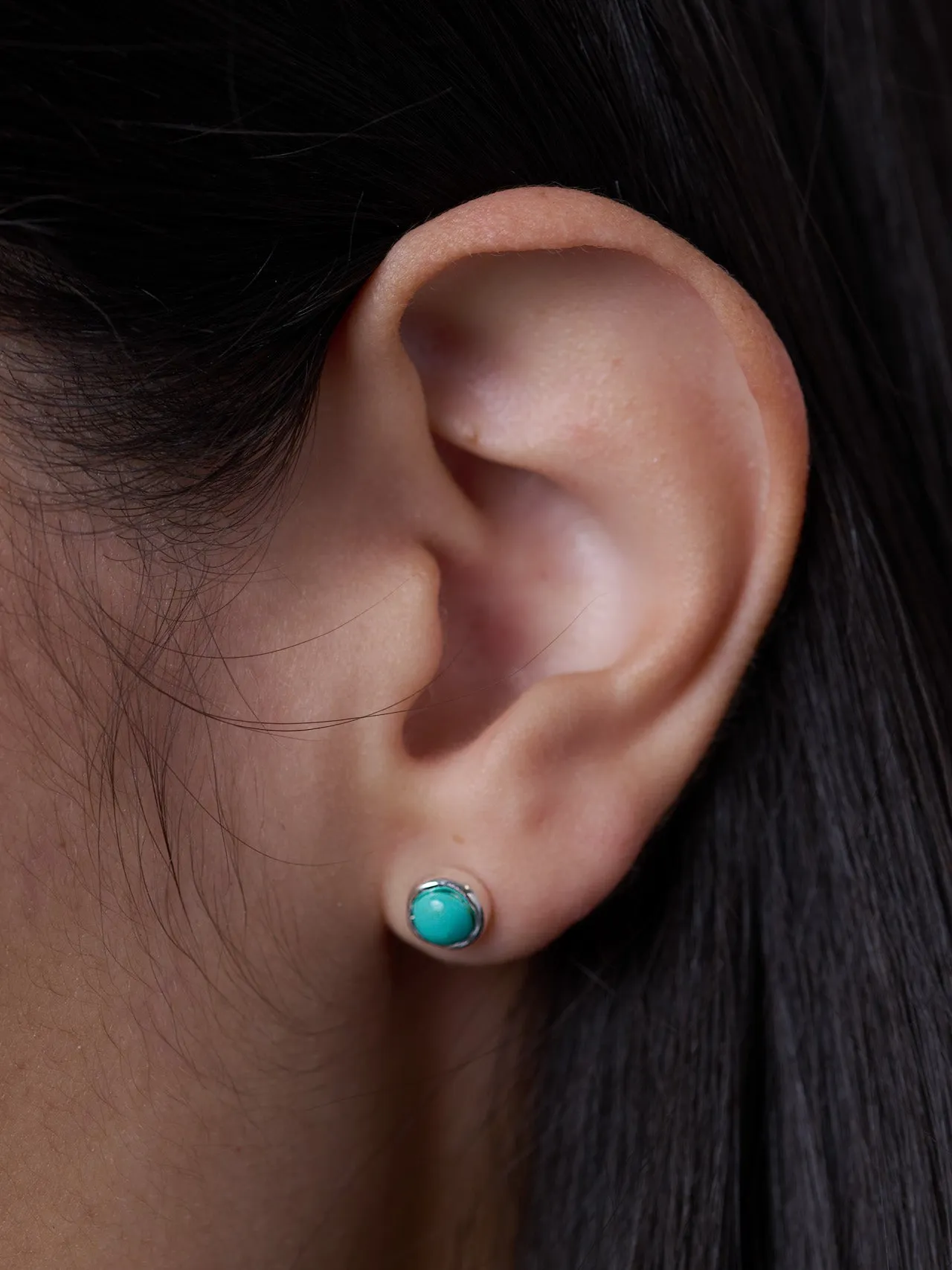 Sterling Silver Turquoise Gemstone Stud Earrings