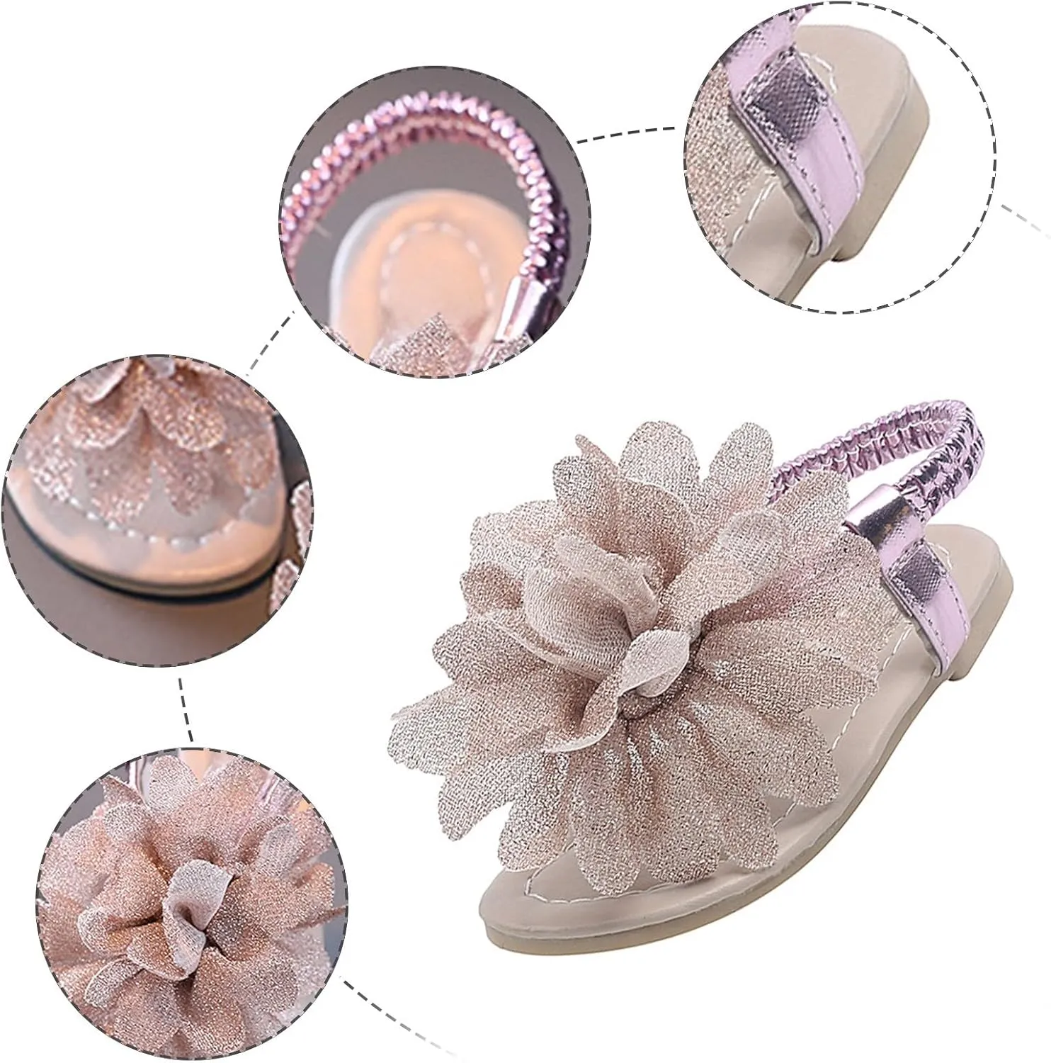 Summer Flat Dress Sandals Shoes Girls Sandals Bohemian Flower Baby Shoes Fashion Soft Sole Student Double Adjustable Boys Girls
