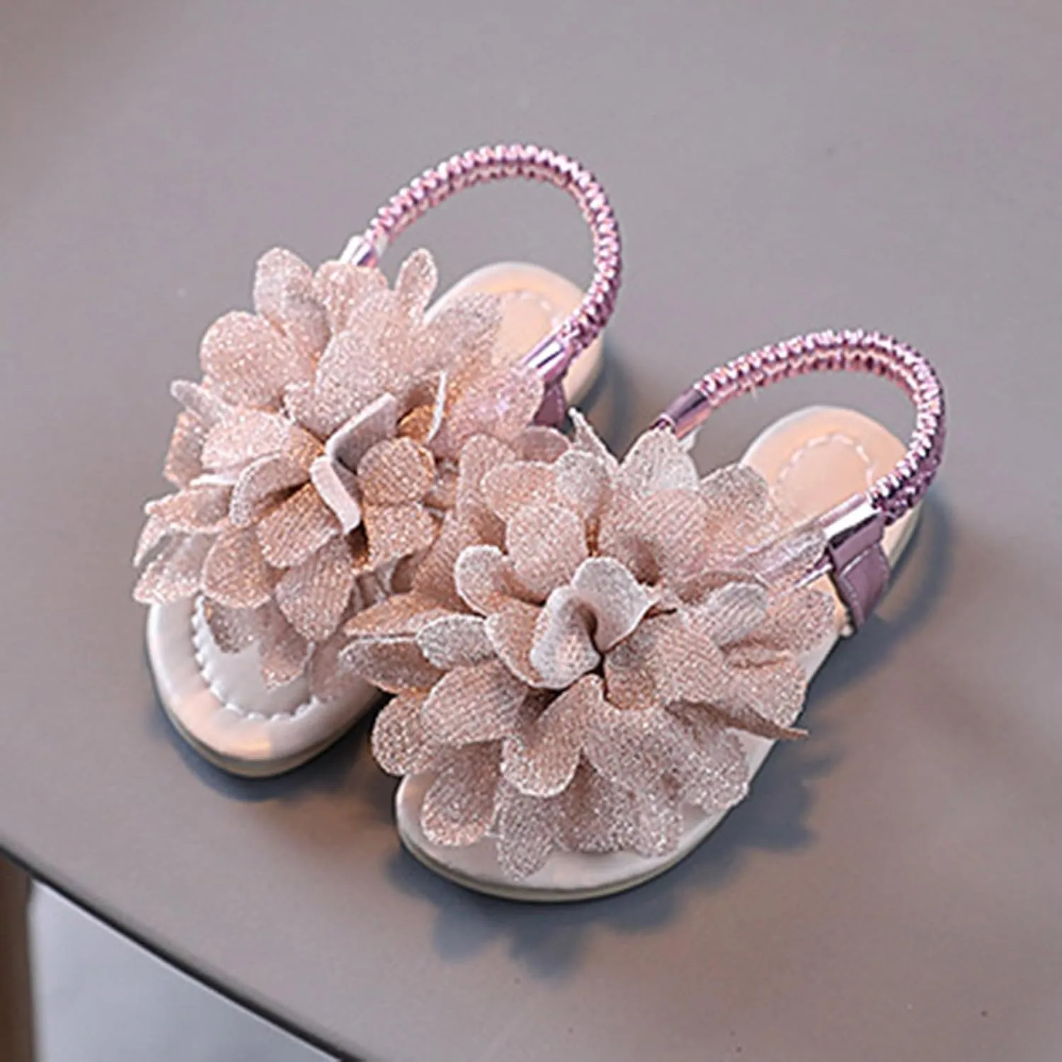Summer Flat Dress Sandals Shoes Girls Sandals Bohemian Flower Baby Shoes Fashion Soft Sole Student Double Adjustable Boys Girls
