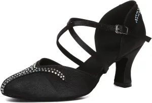 SWDZM Women's Latin Dance Shoes Salsa Professional Suede Sole Ballroom Smooth Waltz Dance Shoes