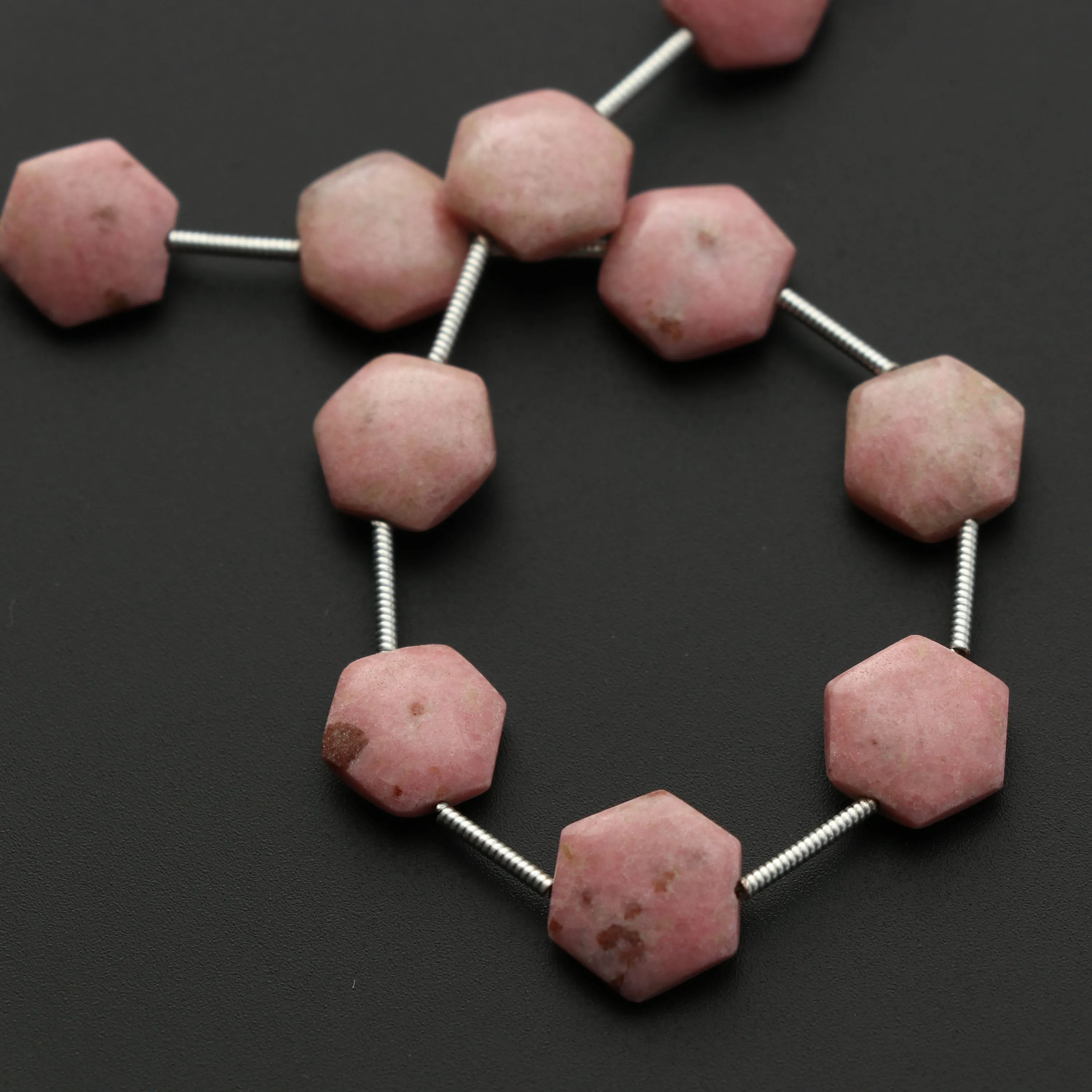 Thulite Smooth Hexagon Flats Beads, 4x10 mm, Thulite Jewelry Making Beads, 7 Inch/ 17 Cm Full Strand, Price Per Strand