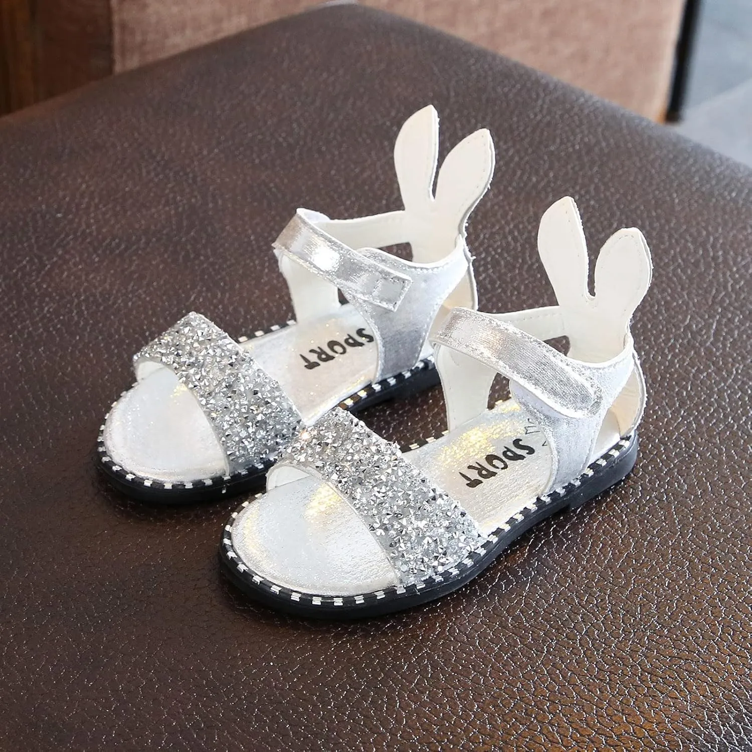 Toddler Little Girl Dress Sandals Shoes Casual Slip On Ballet Flat Sequins Princess Shoes Slipper for (Silver, 3 Years)
