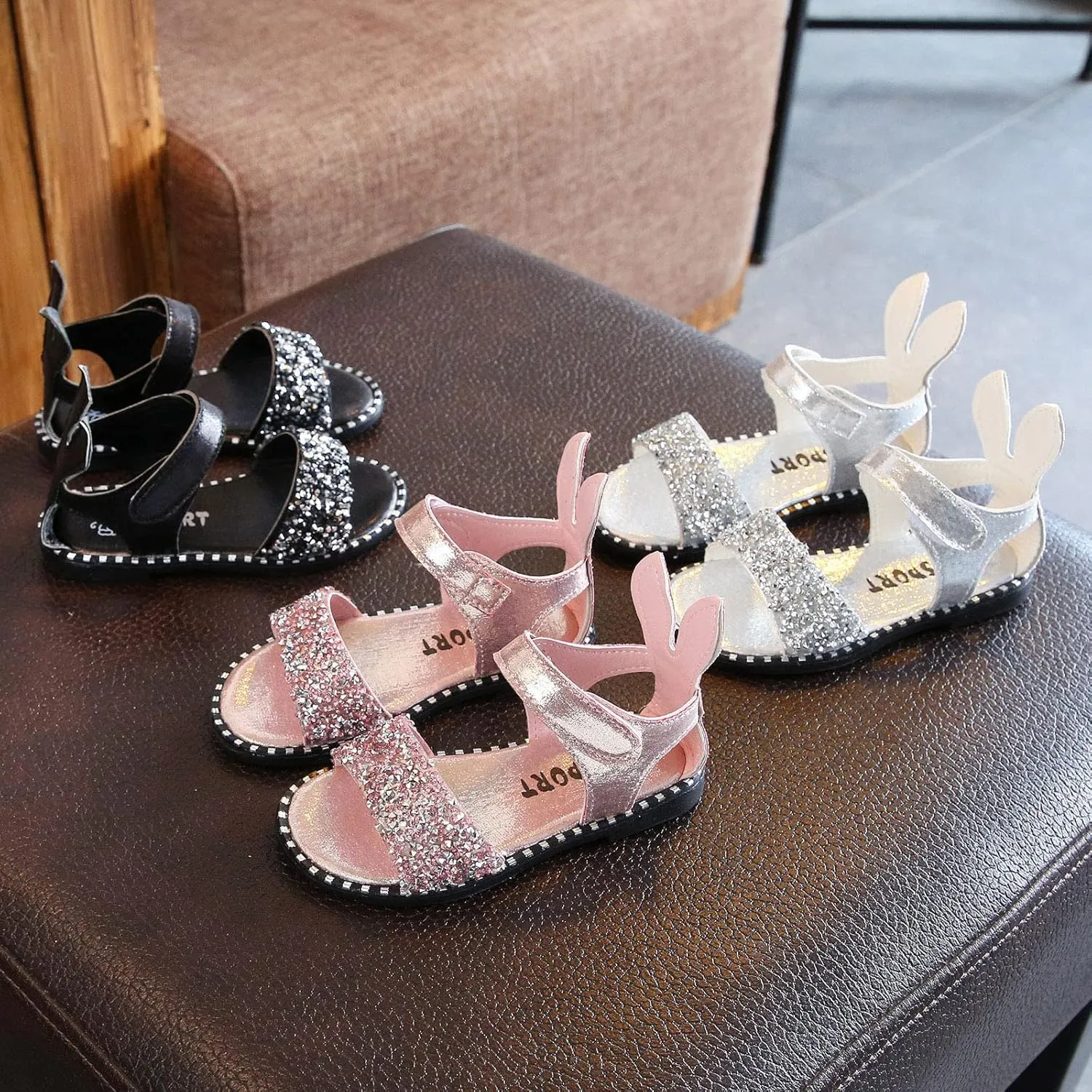Toddler Little Girl Dress Sandals Shoes Casual Slip On Ballet Flat Sequins Princess Shoes Slipper for (Silver, 3 Years)
