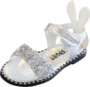 Toddler Little Girl Dress Sandals Shoes Casual Slip On Ballet Flat Sequins Princess Shoes Slipper for (Silver, 3 Years)