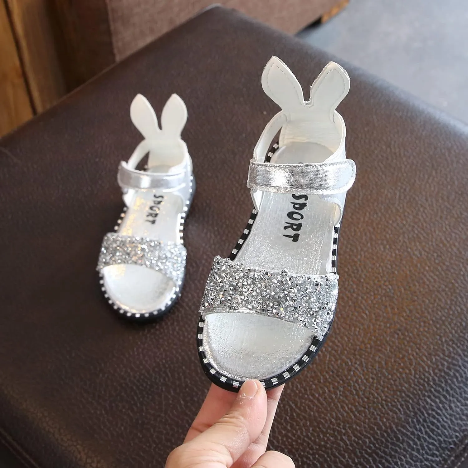 Toddler Little Girl Dress Sandals Shoes Casual Slip On Ballet Flat Sequins Princess Shoes Slipper for (Silver, 3 Years)