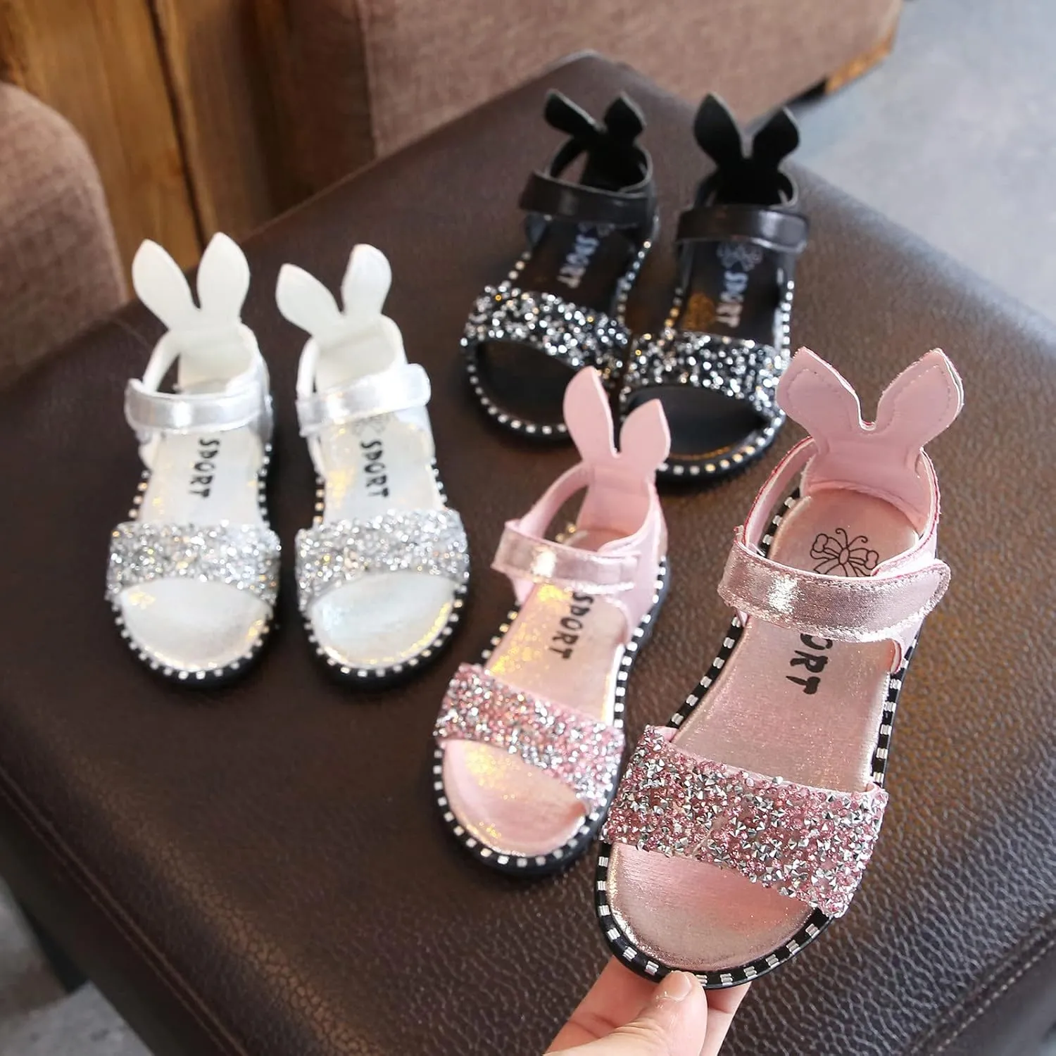 Toddler Little Girl Dress Sandals Shoes Casual Slip On Ballet Flat Sequins Princess Shoes Slipper for (Silver, 3 Years)