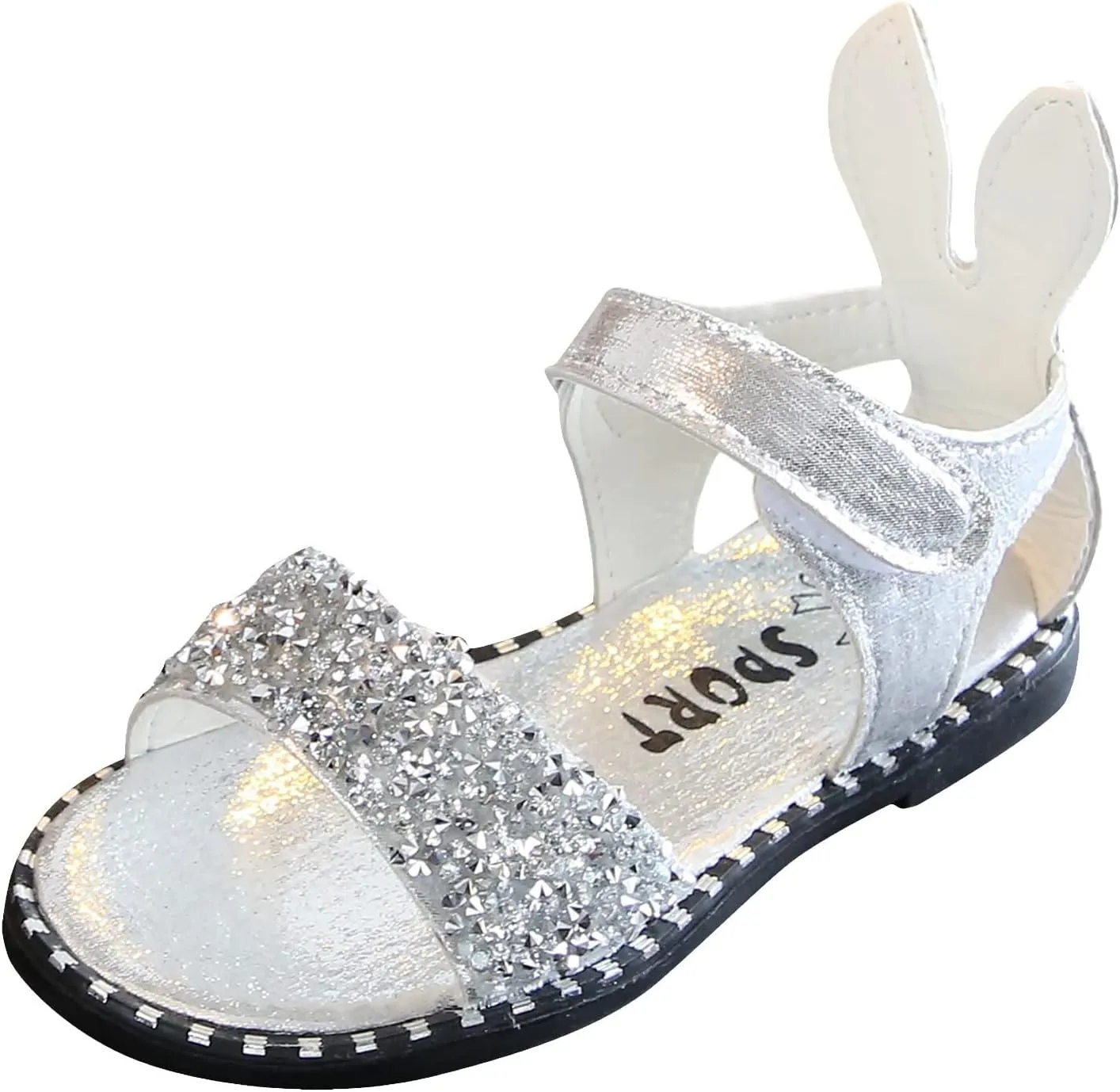 Toddler Little Girl Dress Sandals Shoes Casual Slip On Ballet Flat Sequins Princess Shoes Slipper for (Silver, 3 Years)