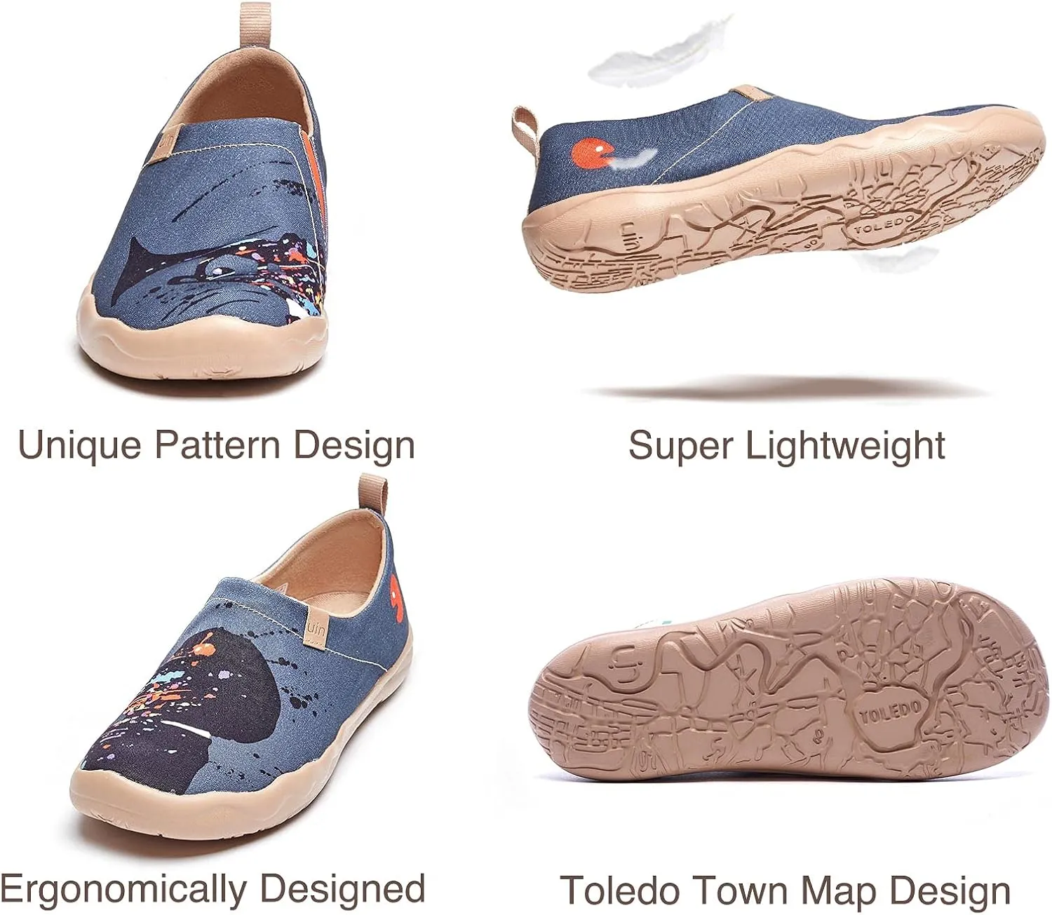 UIN Men's Walking Travel Shoes Slip On Canvas Casual Loafers Lightweight Comfort Fashion Sneaker Happy Doggies