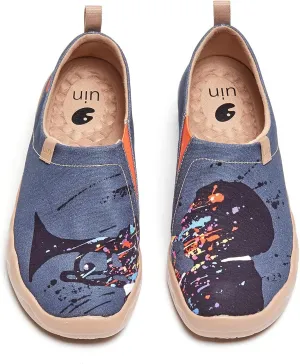 UIN Men's Walking Travel Shoes Slip On Canvas Casual Loafers Lightweight Comfort Fashion Sneaker Happy Doggies