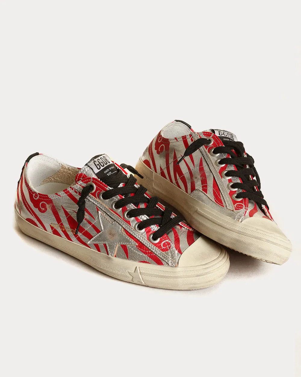 V-Star LTD Tiger Print Silver / Red Low Top Sneakers