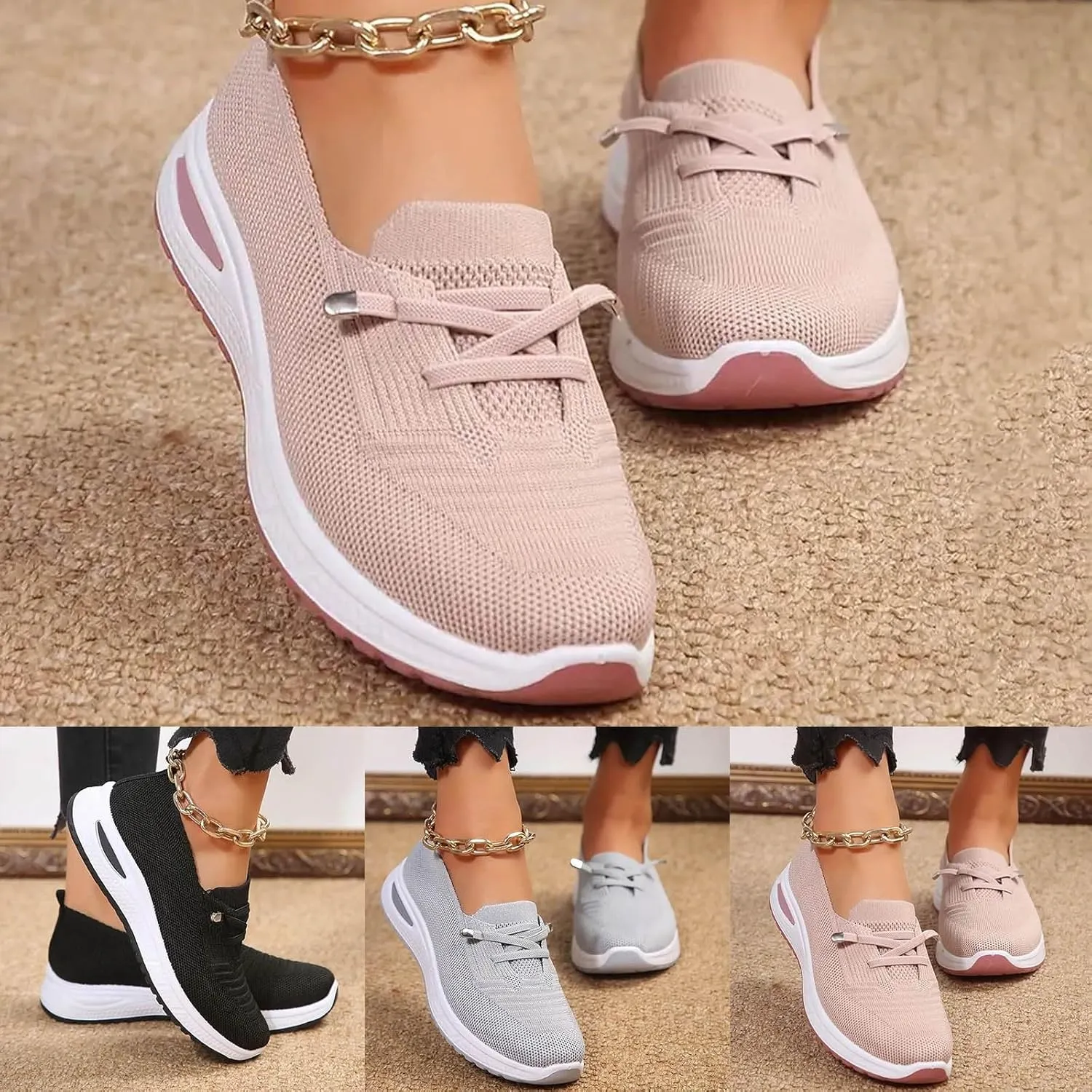 Women Comfy Orthopedic Walking Shoes, 2025 New Orthopedic Women's Breathable Slip On Arch Support Non-Slip Sneakers Lightweight Walking Sneakers for Plantar Fasciitis