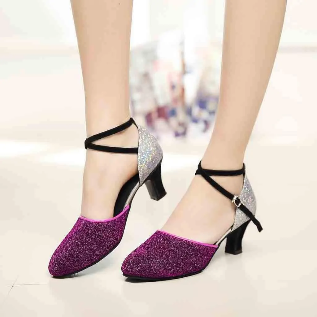Women's Ballroom Tango Latin Dancing Shoes Sequins Shoes Social Dance Shoe 5 Apparel, 5.5
