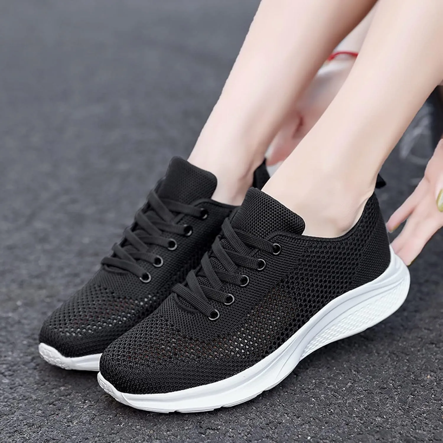 Women's Lace Up Walking Shoes Lightweight Casual Running Sneakers Slip On Shoes Women Wide Width Men's Casual Dress Shoes Wedge Sneakers Red Tennis Shoe Trainers Shoe