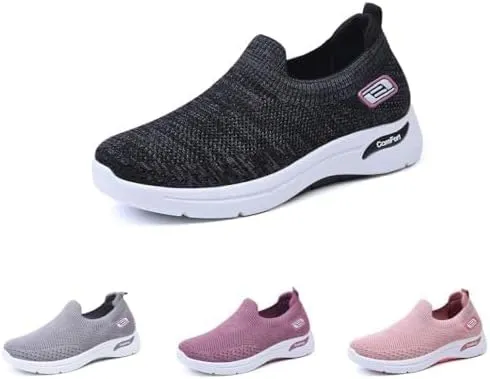 Women's Mesh Orthopedic Sneakers Comfortwear Plantar Fasciitis for Women Walking Shoe with Arch Support Slip On Barefoot Shoes