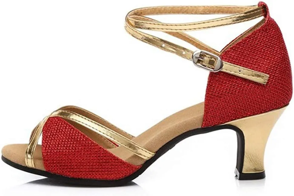 Womens Sandle Women's Prom Dance Square Latin Ballroom Shoes Dance Shoes Women's Middle Heels Sandals Women