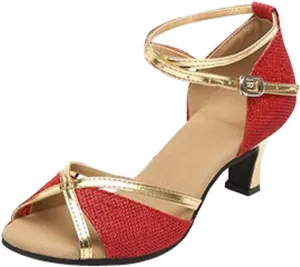 Womens Sandle Women's Prom Dance Square Latin Ballroom Shoes Dance Shoes Women's Middle Heels Sandals Women