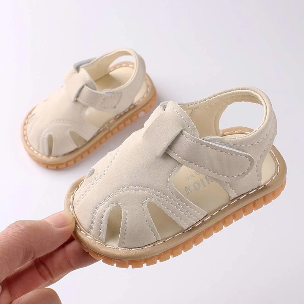 WUAI Unisex Infant Baby Shoes PU Leather Anti-Slip Closed Toe Summer Sandals Casual First Walkers Princess Dress Shoes