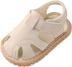 WUAI Unisex Infant Baby Shoes PU Leather Anti-Slip Closed Toe Summer Sandals Casual First Walkers Princess Dress Shoes