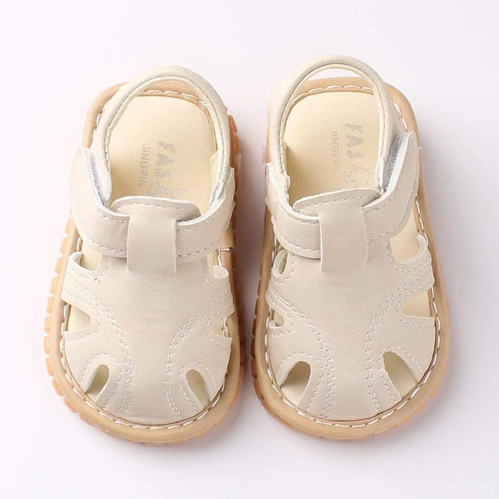 WUAI Unisex Infant Baby Shoes PU Leather Anti-Slip Closed Toe Summer Sandals Casual First Walkers Princess Dress Shoes
